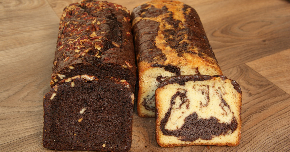 Cake marbré vanillle chocolat précoupé