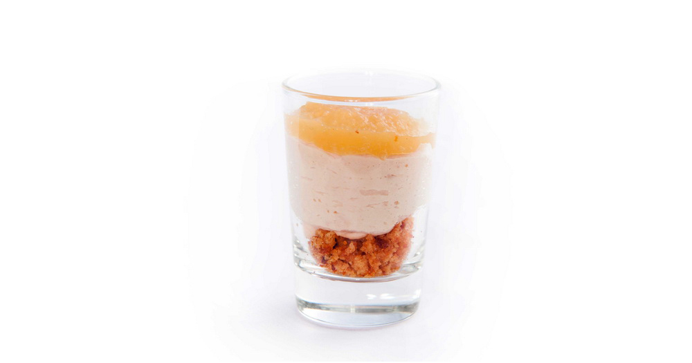 Verrine salée foie gras-pomme-pain d'épices